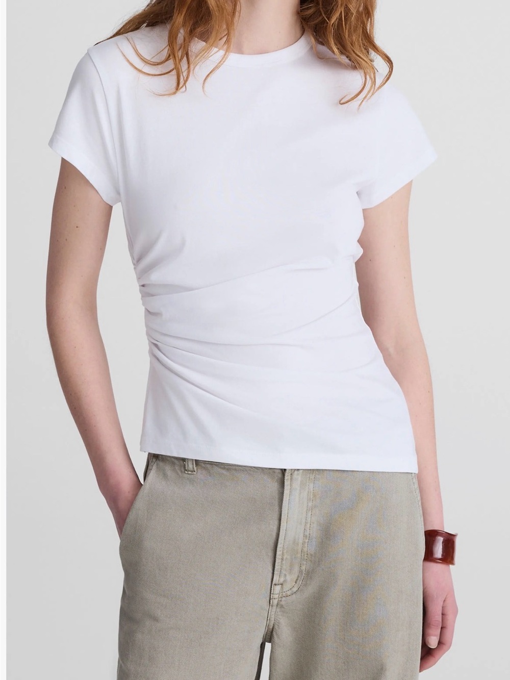 Madewell White Short-Sleeve Ruched Side Tee